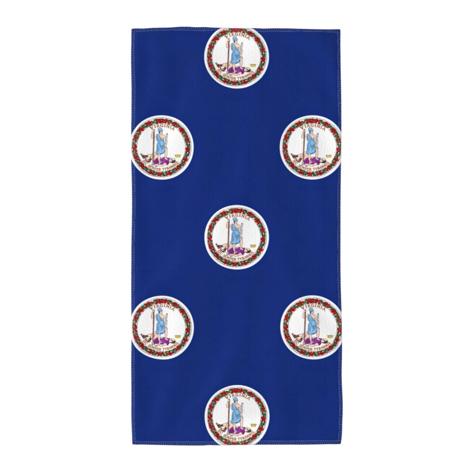 DIEzig Flag Of Virginia Fashion Printed Long Bath Towel For Pool Side Seaside Holiday