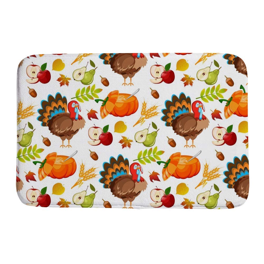 Tapis de bain antidérapant automne citrouille en velours de corail 78x51 cm