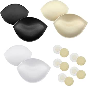 JJUNW BH Pads 3 Paar - Herausnehmbare Brusteinlagen In Hautfarbe Für Sport-BHs