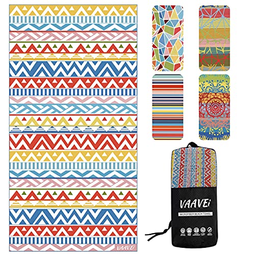 Vaavei Beach Towel - Quick-Drying And Absorbent - Lightweight And Compact Microfiber Towel (Triangles) #TOP4
