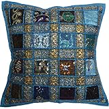 Photo Gallery 16 recycled sari cushion cover 40cm indian moroccan aqua by marubhumi Photo Gallery 16 recycled sari cushion cover 40cm indian moroccan aqua by marubhumi