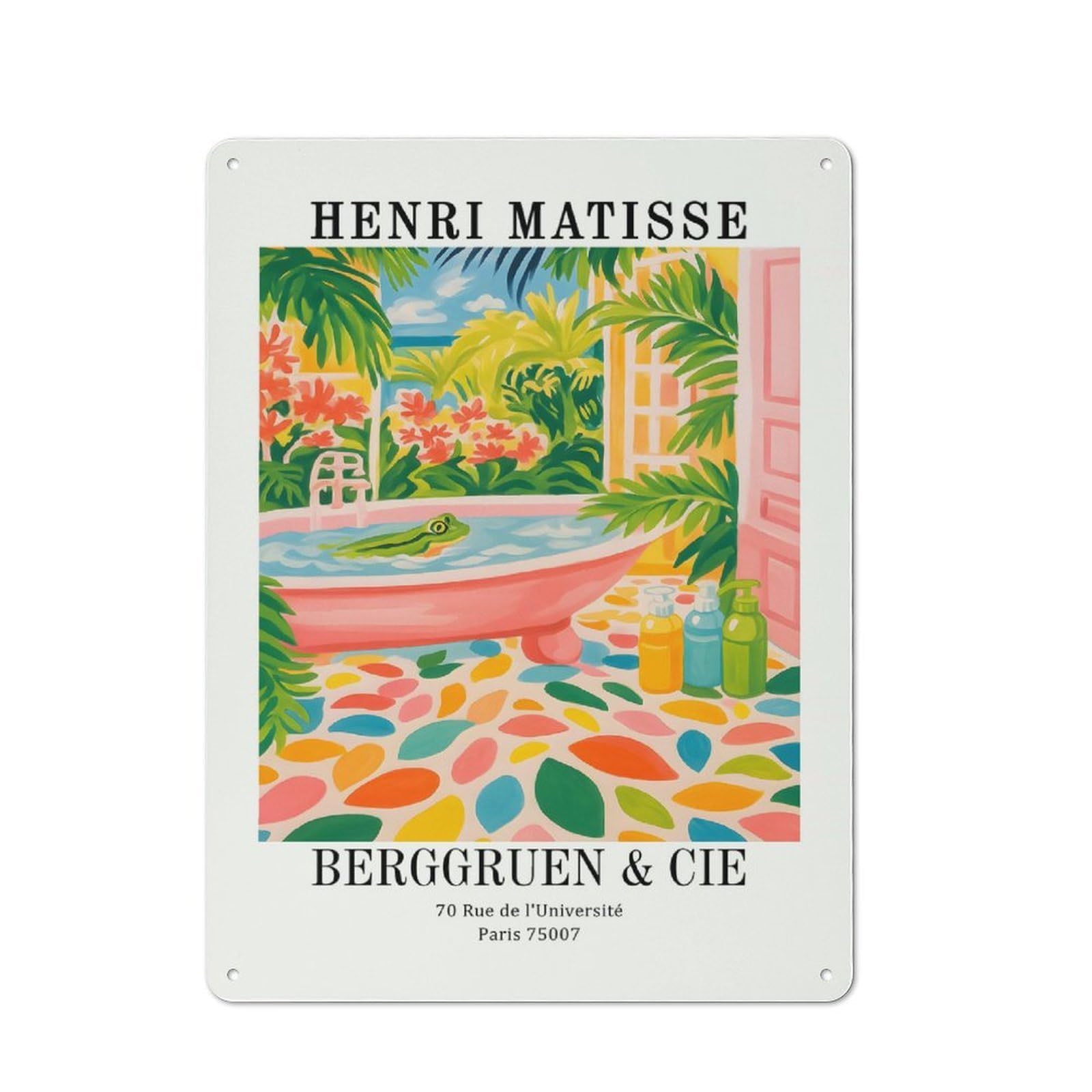 Henri Matisse Frog in Bathtub Art Tin Sign 40x30cm, Creative Studio Wall Plaque for Hobby Room, Office, Lounge Or Living Room