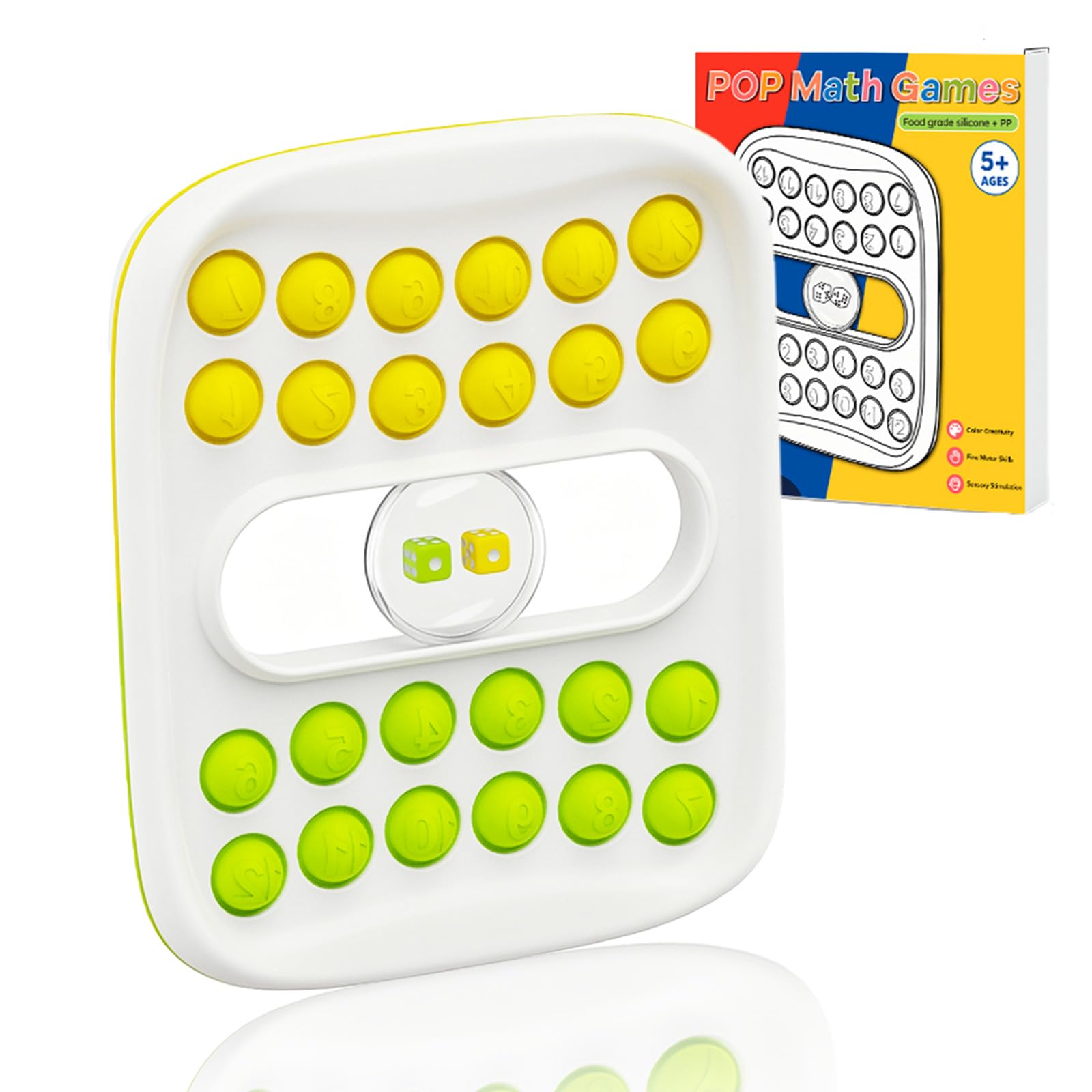 GoBene Math Pop It Dice Game for 2 Players-Bubble Pop It Game for Kids Classroom Must Haves,Math Games for Kids