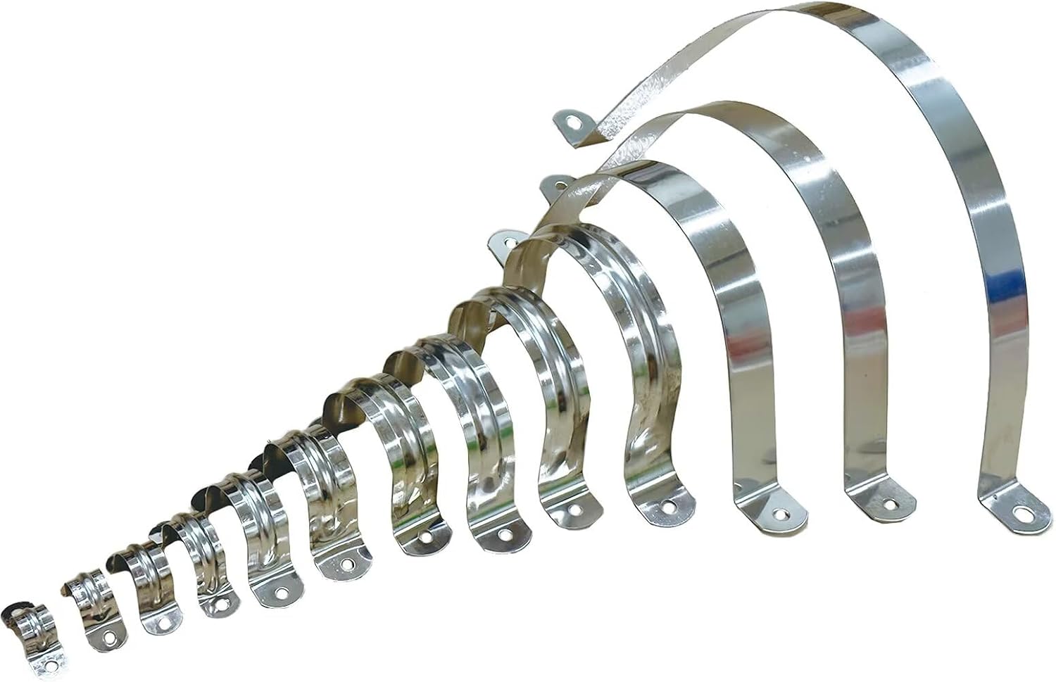 1.5inch Rigid Support Pipe Strap,2 Hole U-Tube Strap Clamp,Stainless Steel Strap U Bracket, Connecting Ring Hose Clamp-Bracket,Widened-LightDuty Pipe Clamp for 1.5inch Water Pipe(50mm 10 Pcs)