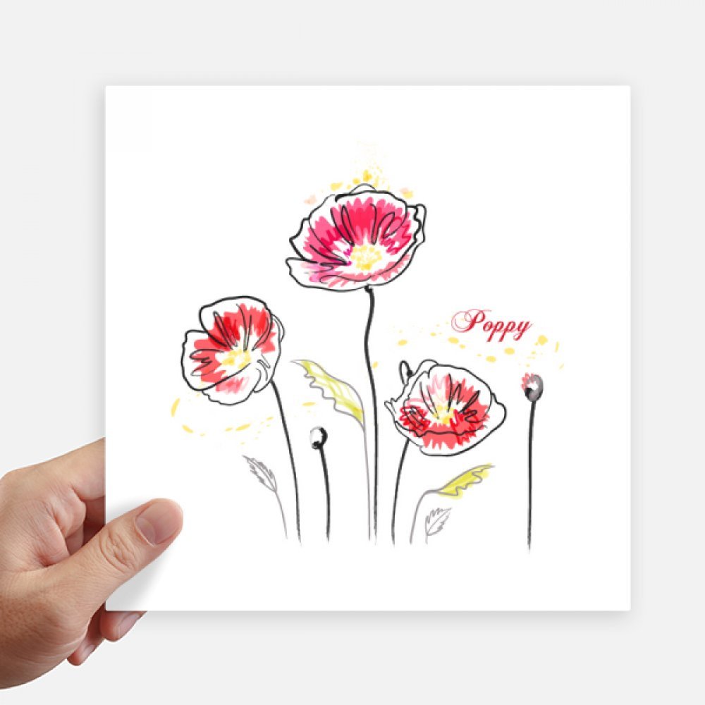 Stickers de flores de adormidera para pared y maleta DIYthinker 4 piezas de 20x20cm