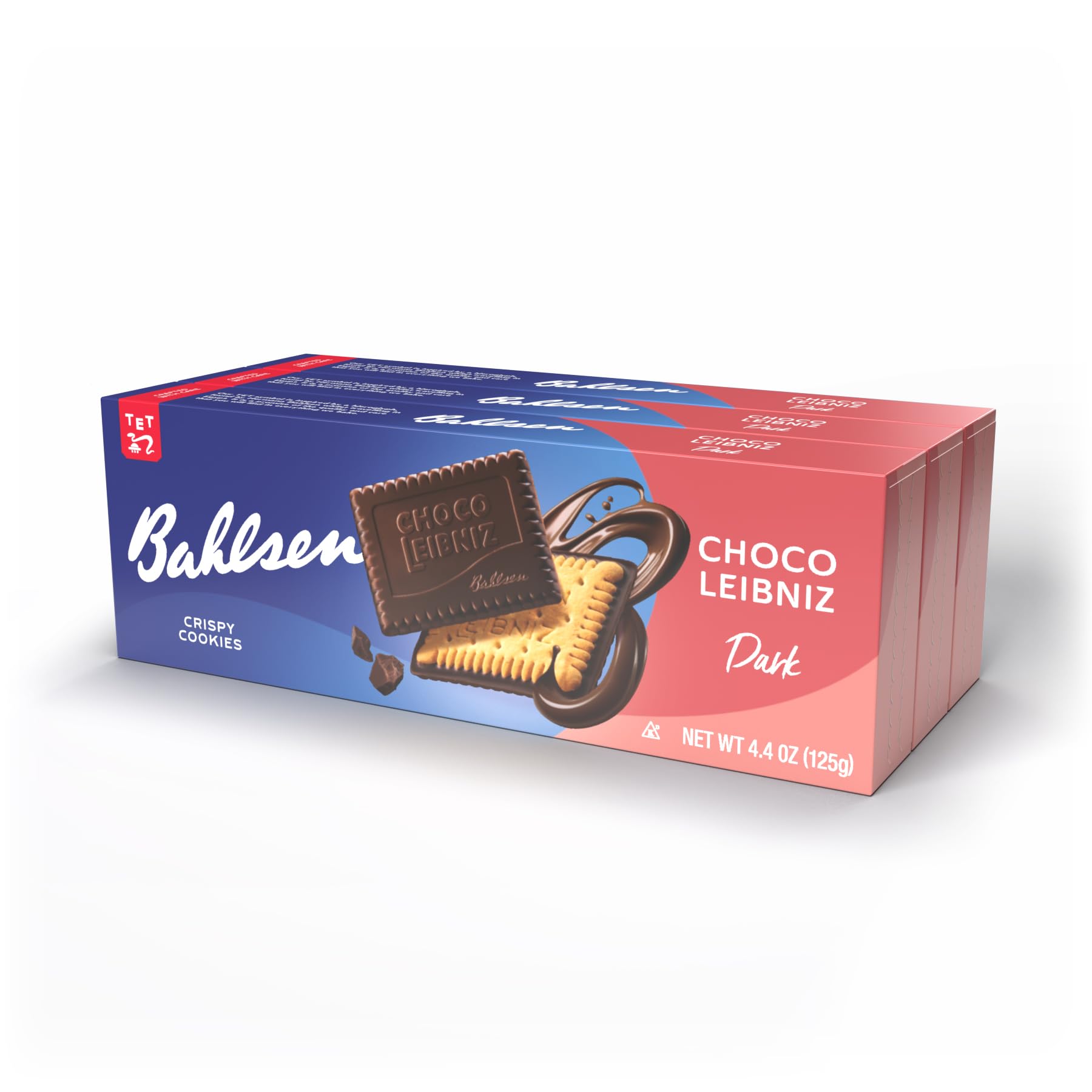 Choco Leibniz Dark Cookies (3 boxes) - Leibniz Butter Biscuits topped with a thick layer of German Chocolate - 4.4 oz boxes