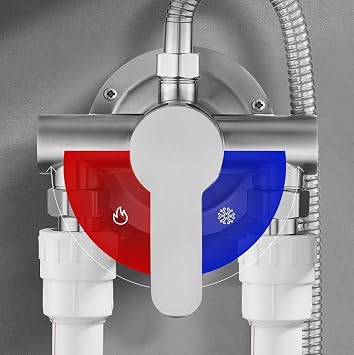Single Lever Shower Mixer Tap, Wall Mounted Shower Mixer Bar, Stainless Steel Shower Faucet, Cold and Hot Water Valve Control
