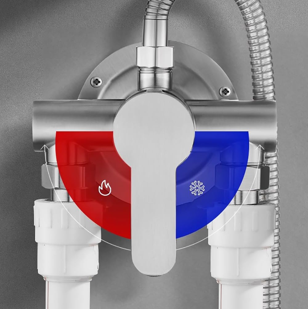 Miscelatore monocomando per doccia, miscelatore per doccia a parete, rubinetto doccia in acciaio inox, valvola di controllo dell'acqua fredda e calda