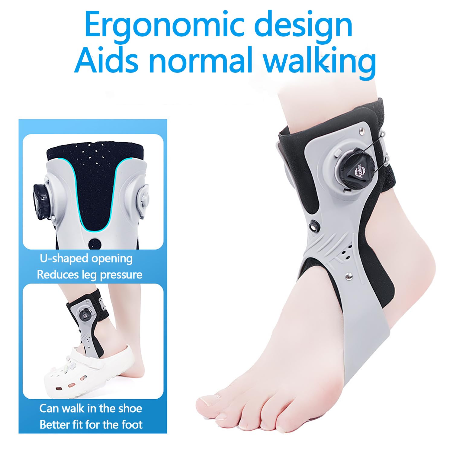 Ortesis De Pie Drop, Estabilizador De Pie Para Caminar, Ortesis De Tobillo Con Forro Protector Airbag, Soporte Triangular Y Diseño Extraíble Para Fascitis Plantar, Voleibol, Esguince De Tobillo