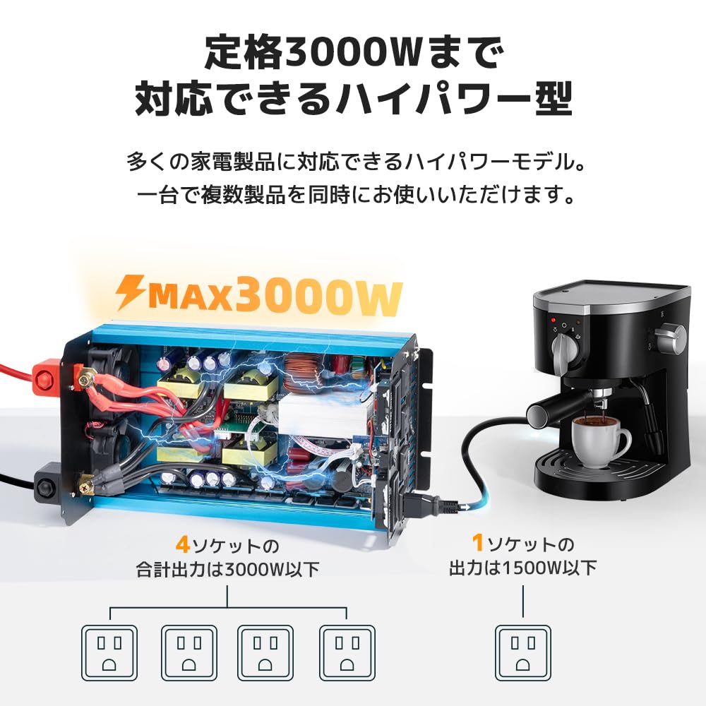 Amazon.co.jp: LVYUAN 3000W 高性能正弦波インバーター 12V 定格 3000W