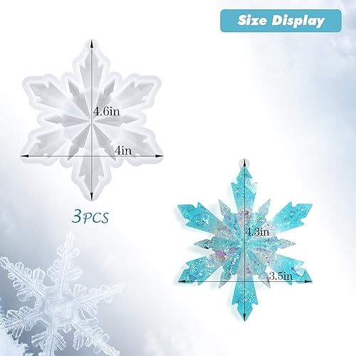 Miniatura 2 de Actvty Moldes de resina de Navidad, molde de resina de copo de nieve, 3 moldes de silicona grandes de copo de nieve para resina, moldes de resina de
