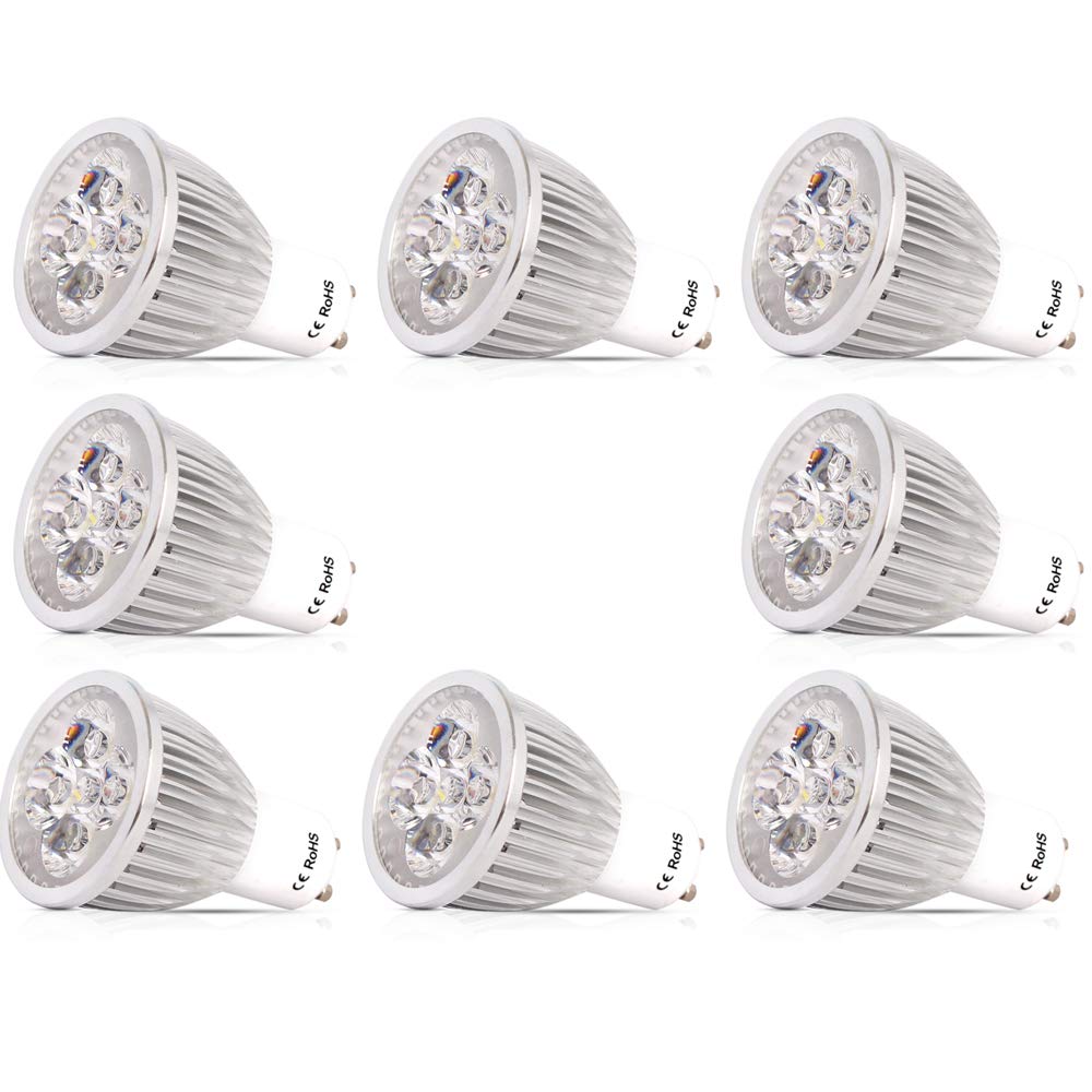 8pcs GU10 LED Cap, Cool White 6000K, 520lm, 6W LED Perfectly Replaces Ordinary 50W Halogen Bulbs