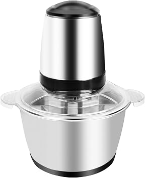 110V 300W Portable Electric Home Use Stainless Steel One-key Meat Grinder 2L Stainless Steel Cup Sil