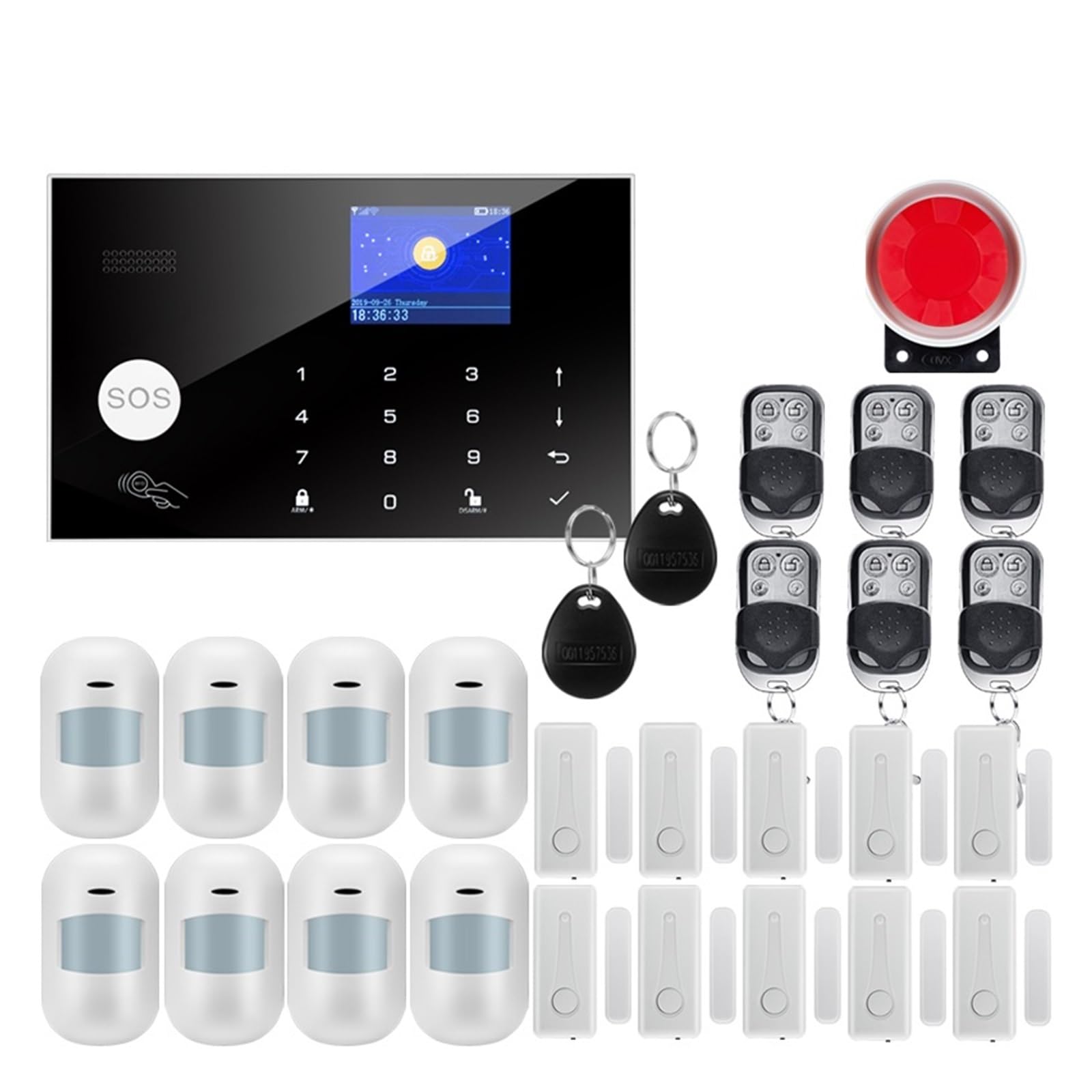 CUDTAPI Smart Alarm Wired Wireless Home Security Tuya GSM System Intercom Remote Control Autodial Siren Sensor Kit(W7B1)