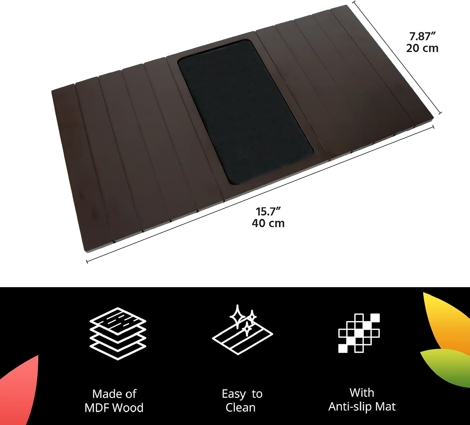 meistar Global Sofa Couch Arm Tray Table with EVA Base. Weighted Sides. Fits Over Square Chair arms. (Dark Brown)