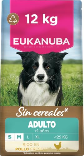 Eukanuba, alimento para Perros sin Cereales con Pollo para Razas pequeñas y Medianas - Alimento seco Premium sin Cereales para Perros Adultos, 12 kg