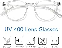 Vista 4 de Gafas pequeñas redondas con bloqueo de luz azul, gafas de plástico retro para computadora para mujeres y hombres, antifatiga ocular