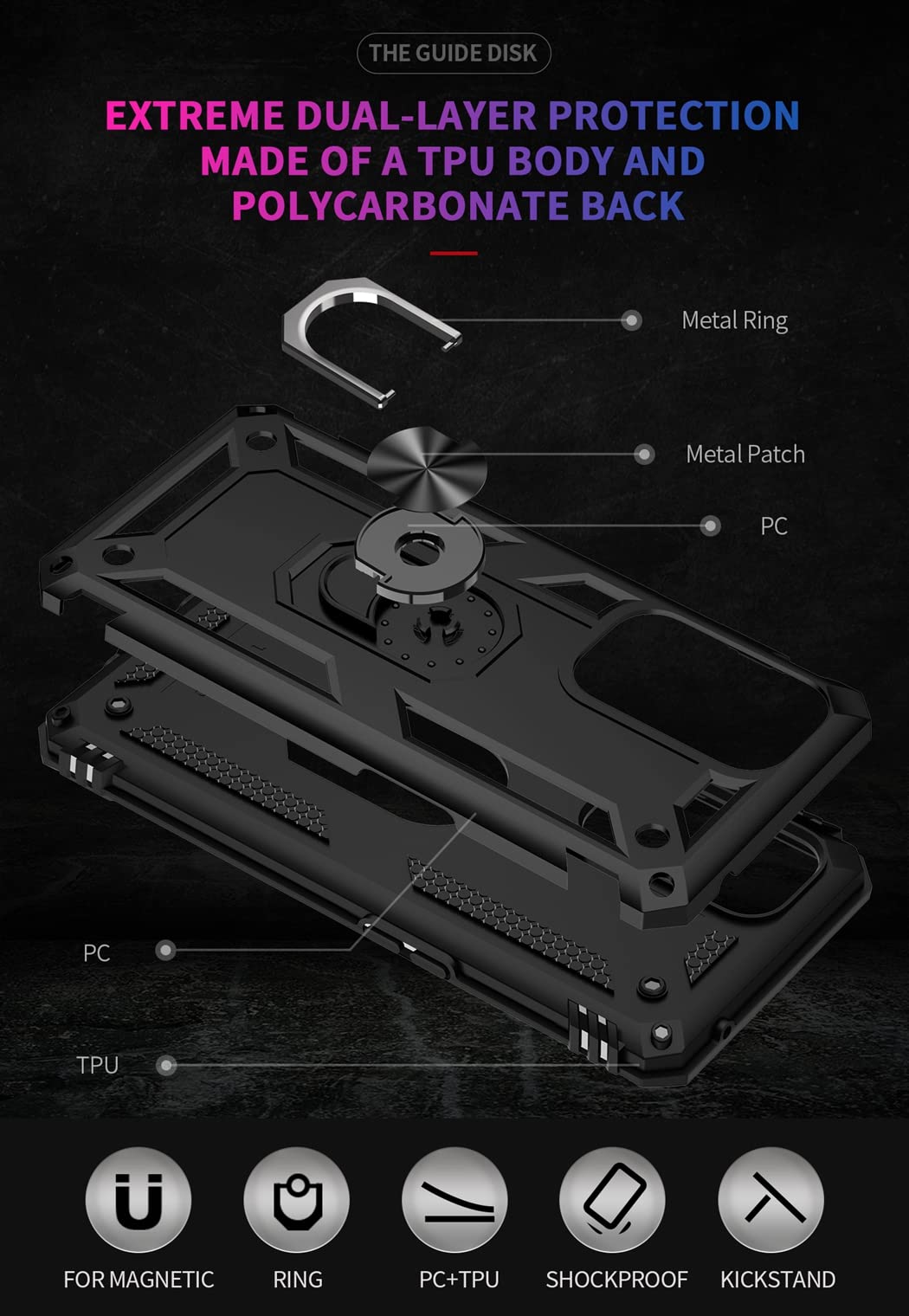 Custodia Protettiva Per OnePlus 9 5G Con Vetro Temperato – Antishock Militare, Magnetico, Cavalletto