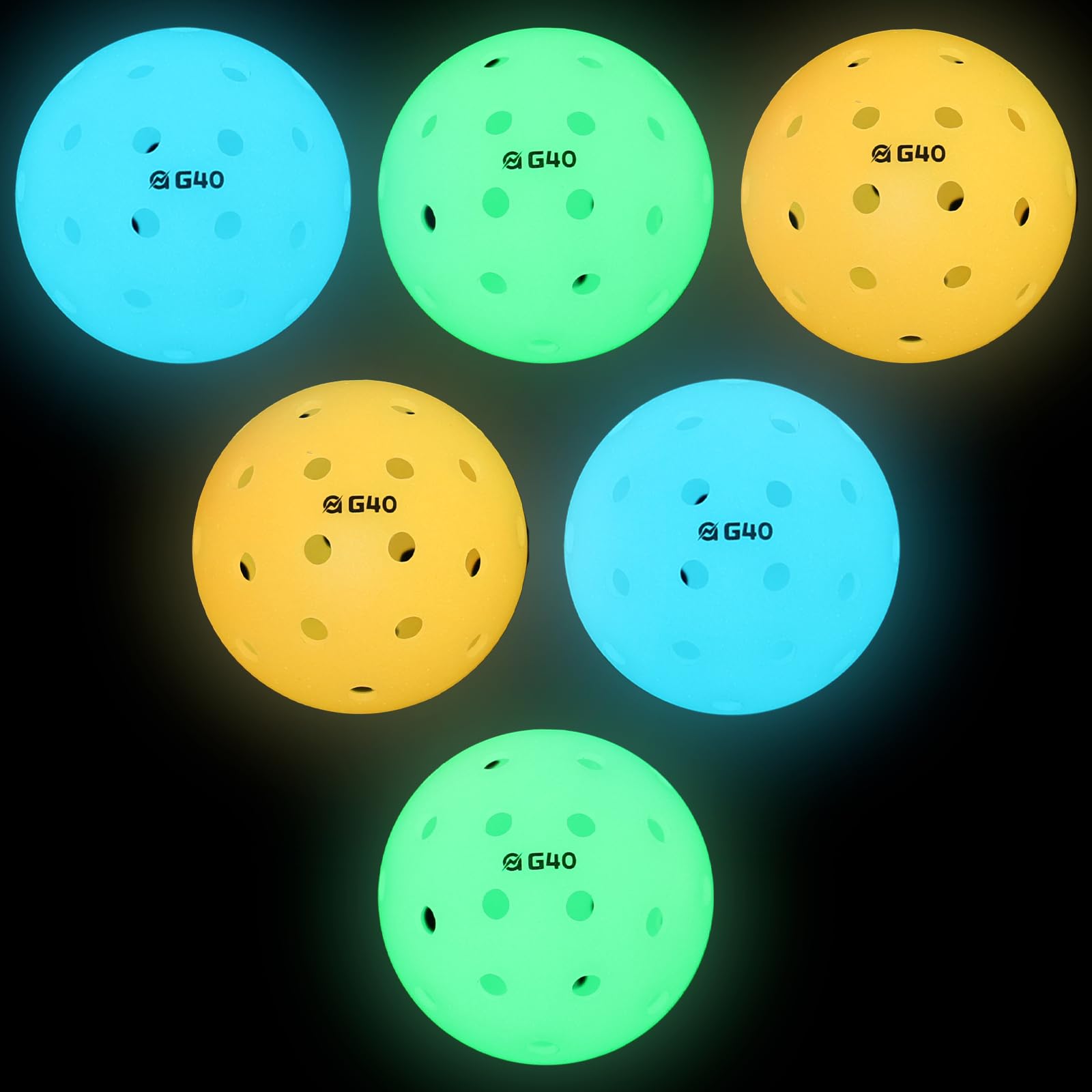 A11N Luminous Pickleballs - High Visibility, Light Up Outdoor Pickleball Balls for Nighttime- Durable and Fun Glow in The Dark Pickleball- Mix Color & Green