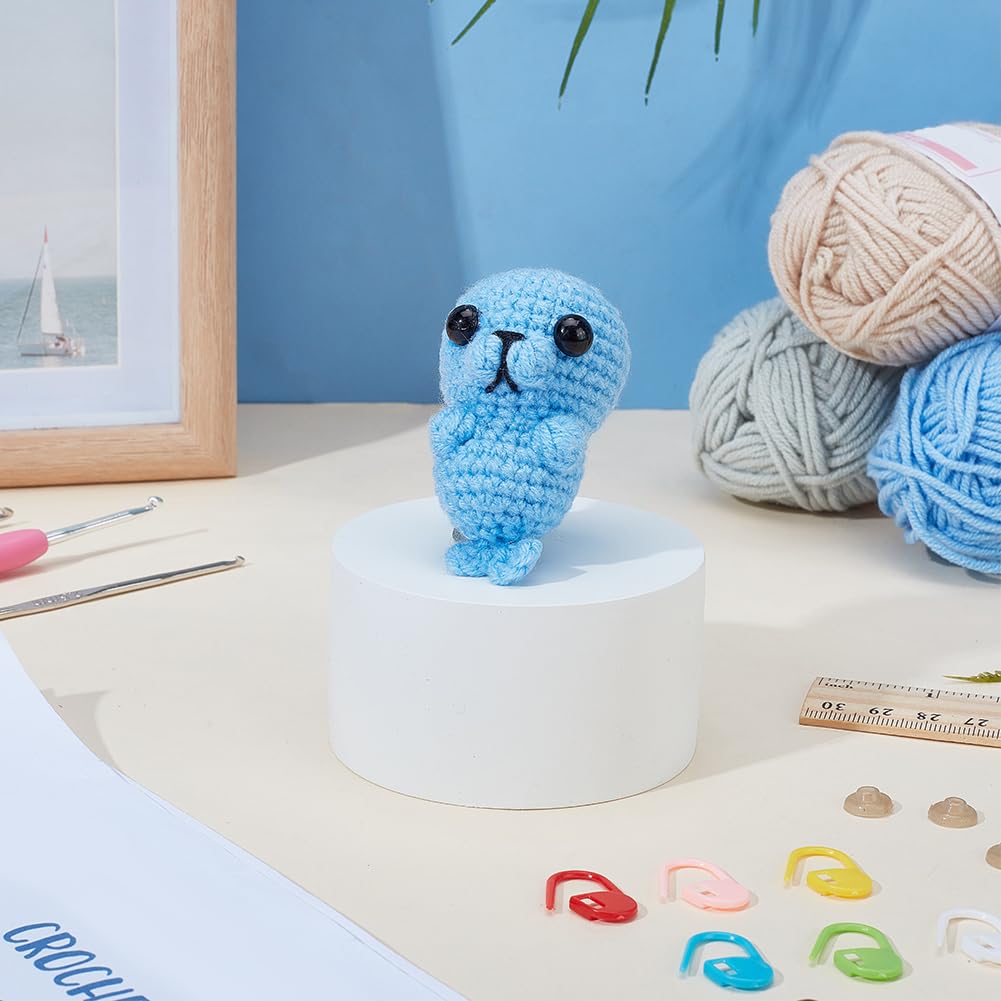 ACRNIGHEET Kit de ganchillo para principiantes, kit de iniciación de ganchillo, kit de regalo para hacer 4 sellos, kit de punto para adultos, amigurumis, manualidades, tejer ganchillo, kits de