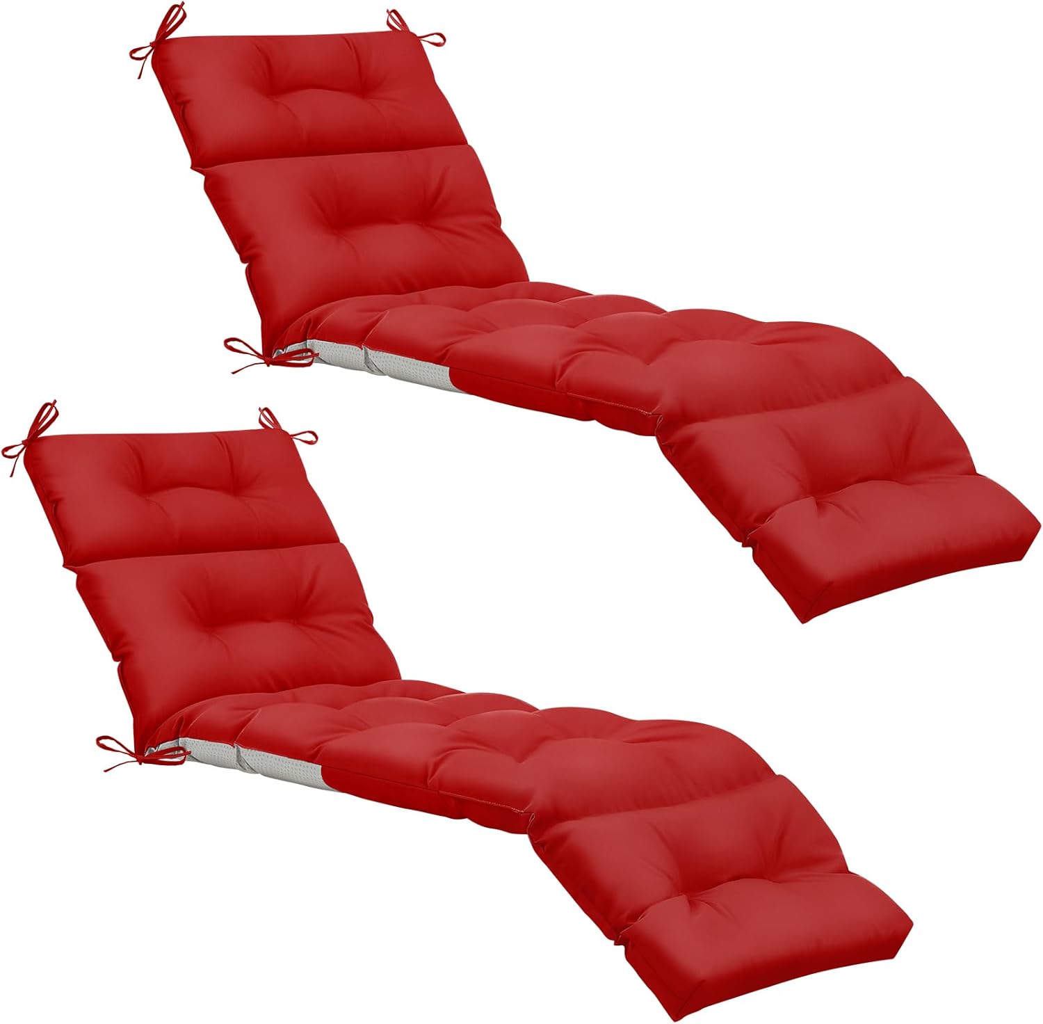 Kigley 2 Pcs Chaise Lounge Cushions 75 x 22 x 5 Inches Soft Lounge Chair Cushion Spring/Summer Seasonal Replacement for Outdoor Indoor Home Office (Red)
