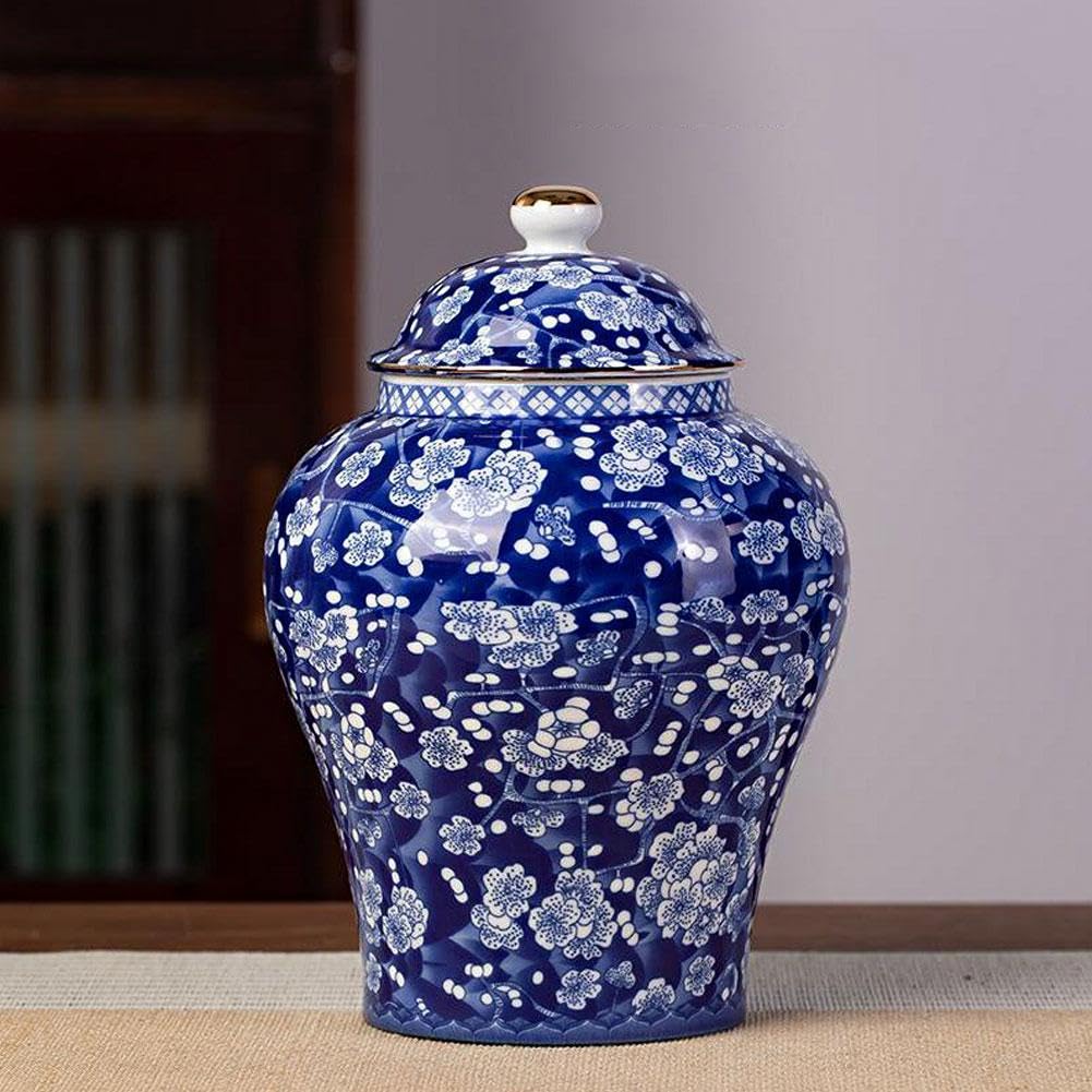 Ingwergläser Porzellan Tee Aufbewahrung Dekorative Keramikdose mit Deckel Chinoiserie Stil Dekor Blau Weiß Vase für Wohnzimmer Schlafzimmer