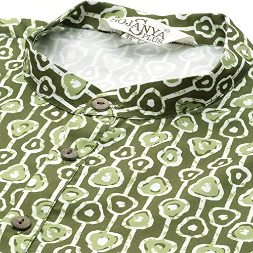 Image of SOJANYA Plus (Since 1958) Men's Cotton Linen Long Kurta | Ethnic Motif Printed for Navratri, Garba & Puja