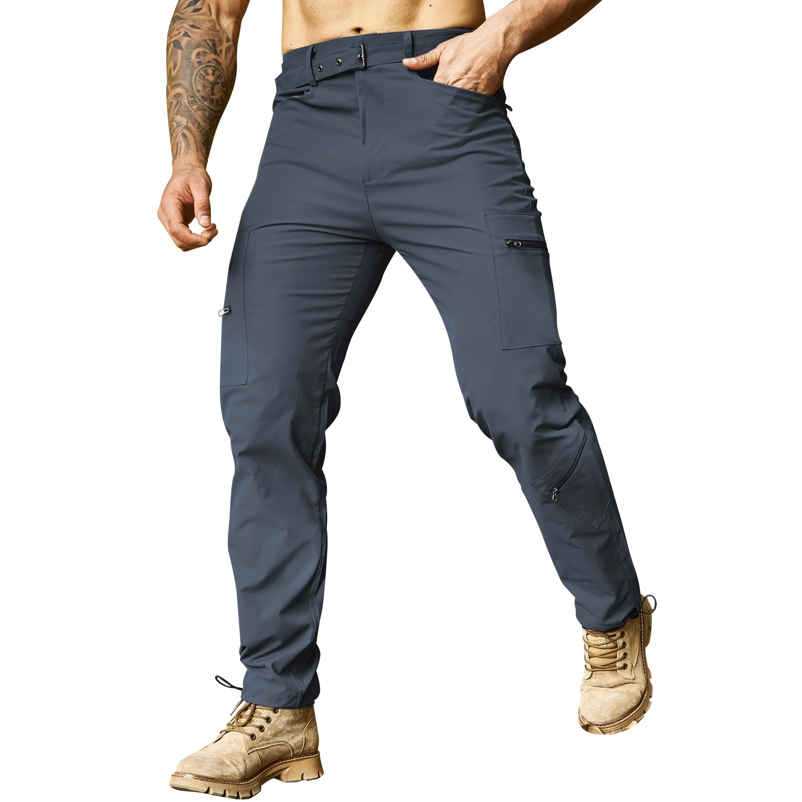 Men's Hiking Tactical Pants Lightweight Cargo Work Pants Outdoor Travel Pants with Multi Pockets
