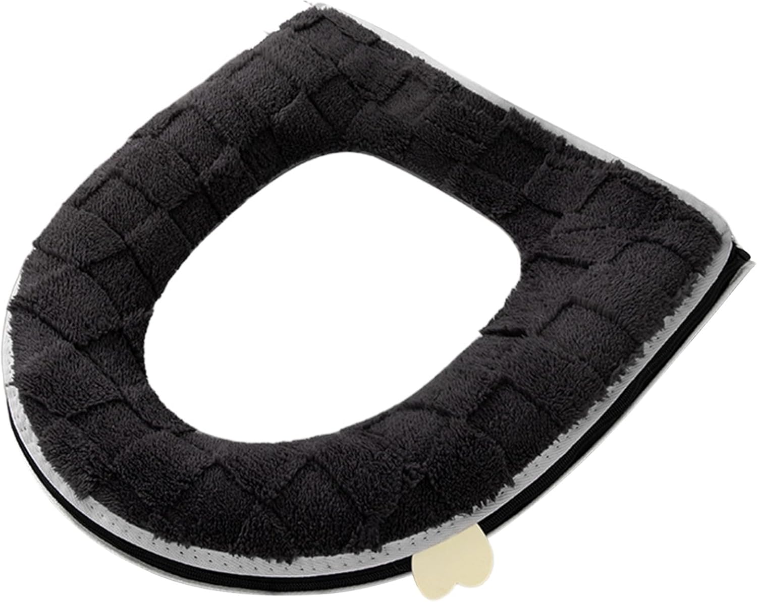Warm Padded Toilet Seat Cover, Grey Washable Plaid Plush, Winter Zipper Toilet Seat Cover, Bathroom Toilet Seat Cover