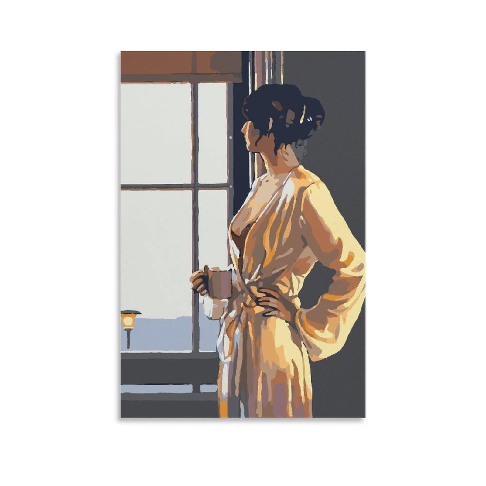 Beautiful Woman in A Nightdress by jack_vettriano Wall Art Prints Poster Picture Print Wall Art Poster Painting Canvas Posters Artworks Room Aesthetic 16x24inch(40x60cm) โ image 1