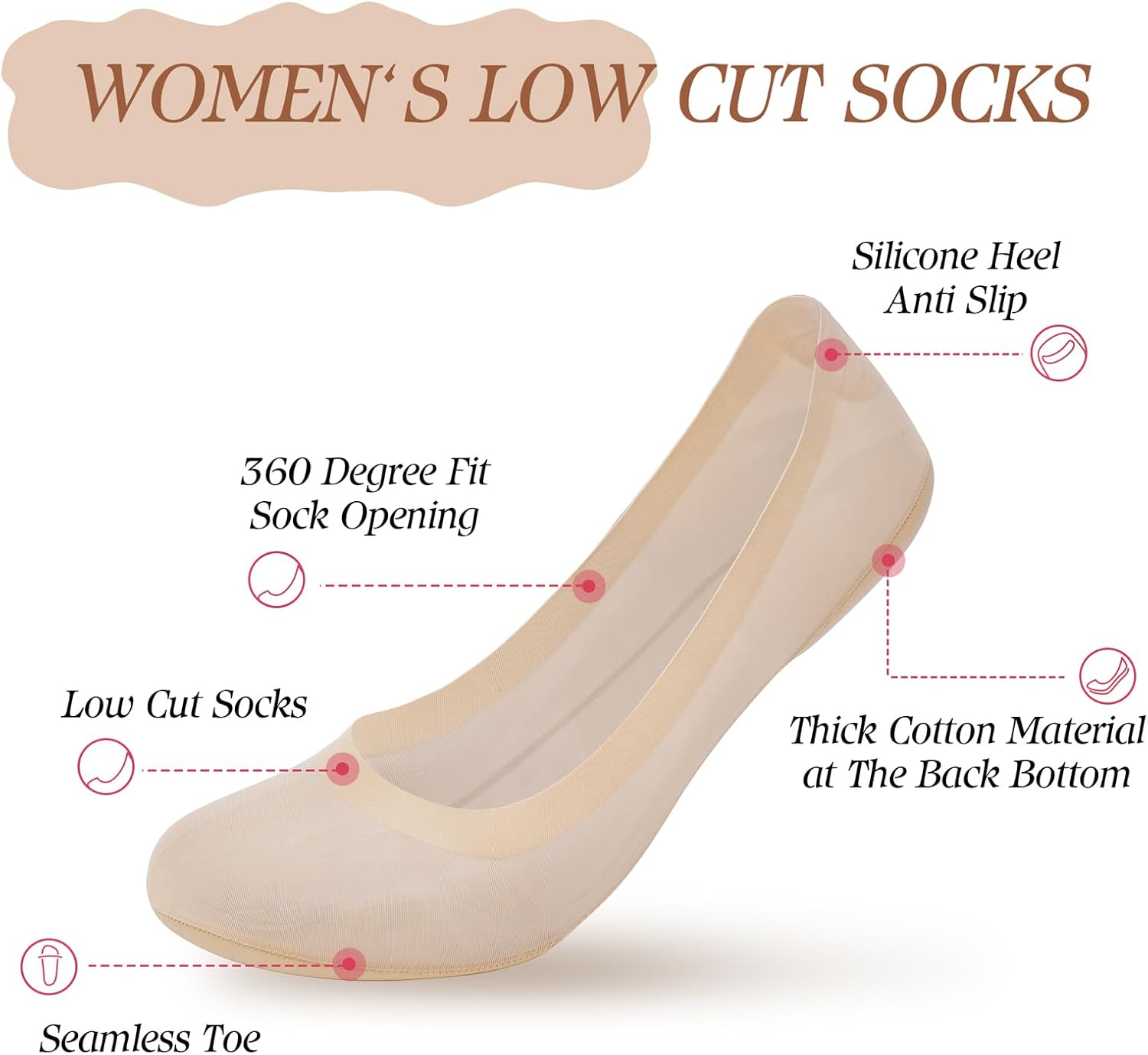 No Show Socks Women's: Sponge Size 9-11 loafers for women - Image 5