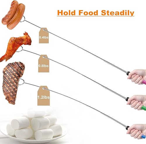 Miniatura 17 de utensilio de cocina para asar malvaviscos en acampadas, tenedor para asar salchichas, para fogata o para parrilla, 32 pulgadas