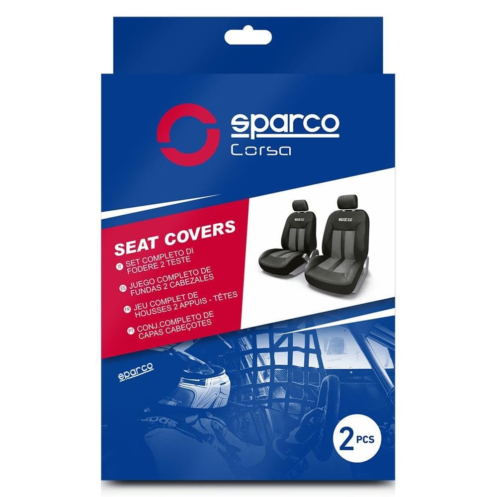 Sparco Par de Fundas universales de poliéster para Asientos Delanteros de Coche Negro/Gris