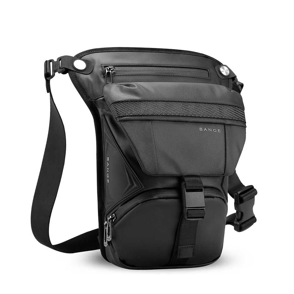 Bange Unisex Waist Bag, Multipurpose Utility Waist Pouch, Cross Body, Strap to Leg Or Hip for Motorcycling, Outdoor, Hiking, Adventure & Travel (Black)-image-47