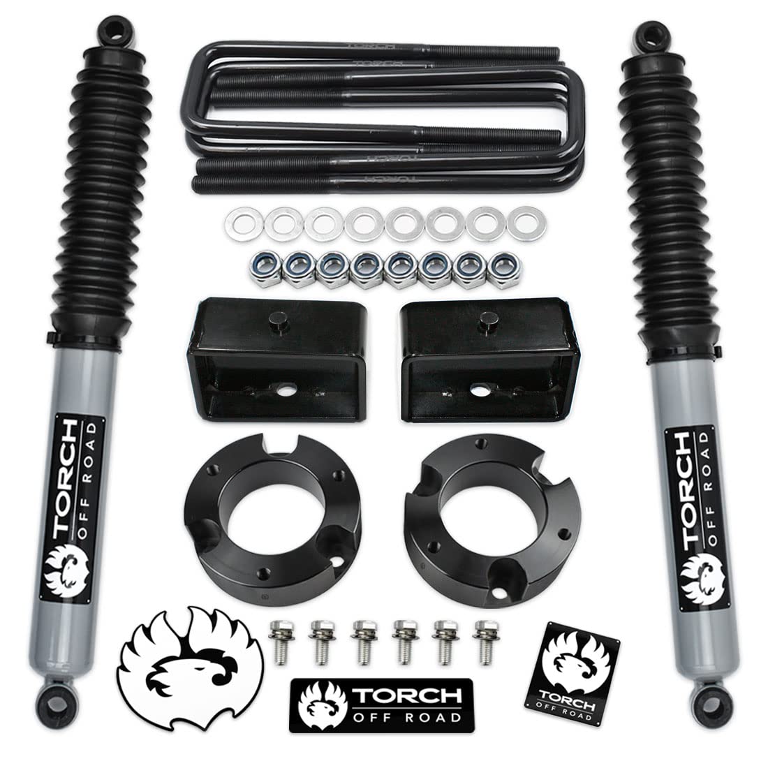 TORCH 3" Full Lift Kit with Extended Rear Shocks for 1995-2004 Toyota Tacoma 2WD 4WD TRD SR5 - Models with 6 Lug Wheel Bolt Pattern ONLY… (3" Front 3" Rear)