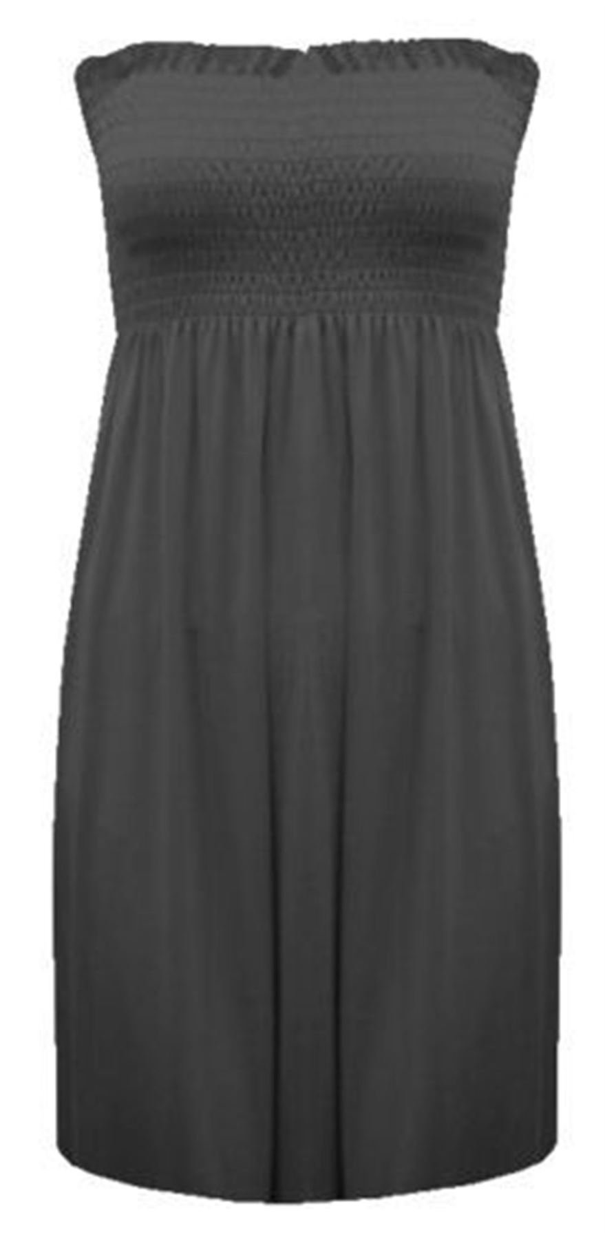 Ladies Women's Sheering Plus Size Boob Tube Bandeau Strapless Top Dress . UK 8-26