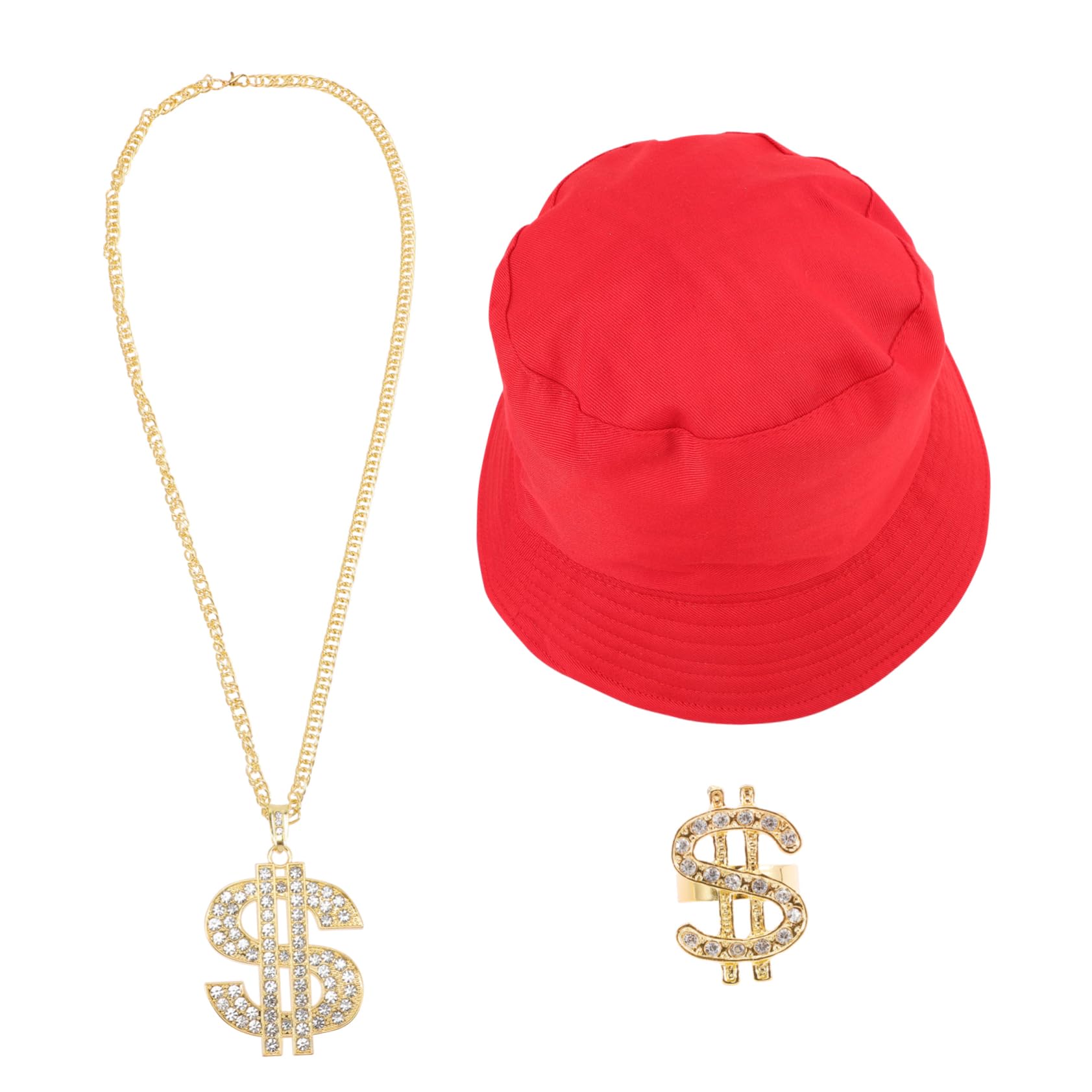 FOMIYES Men's Hip Hop Costume Kit Sign Ring Hip Hop Necklace Chain Link Sunglasses