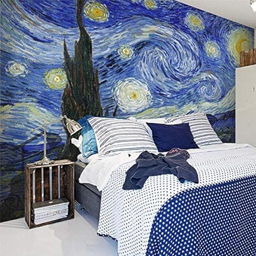 XLMING Hand Painted Oil Painting Starry Night Art Wall 3D Wallpaper Living Room Sofa Bedroom Dining Room Home Decoration Wall-300cm×210cm - Image 5