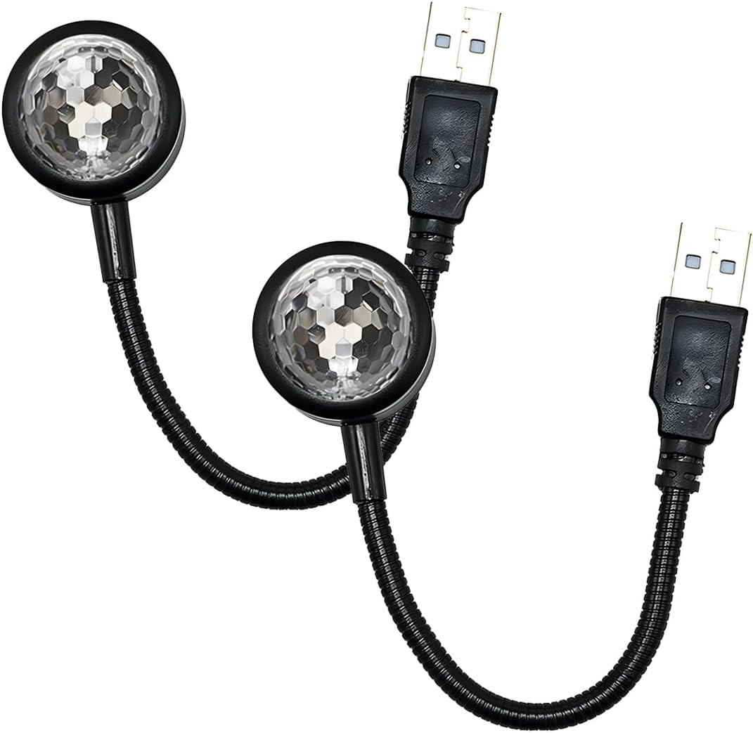 Star Projector Night Light, Portable USB LED Ambient Light - 4 Colors & 9 Modes Atmosphere Star Lights for Car Decor, Ceiling, Bedroom, Party (2PCS)