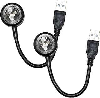 Star Projector Night Light, Portable USB LED Ambient Light - 4 Colors & 9 Modes Atmosphere Star Lights for Car Decor, Ceiling, Bedroom, Party (2PCS)