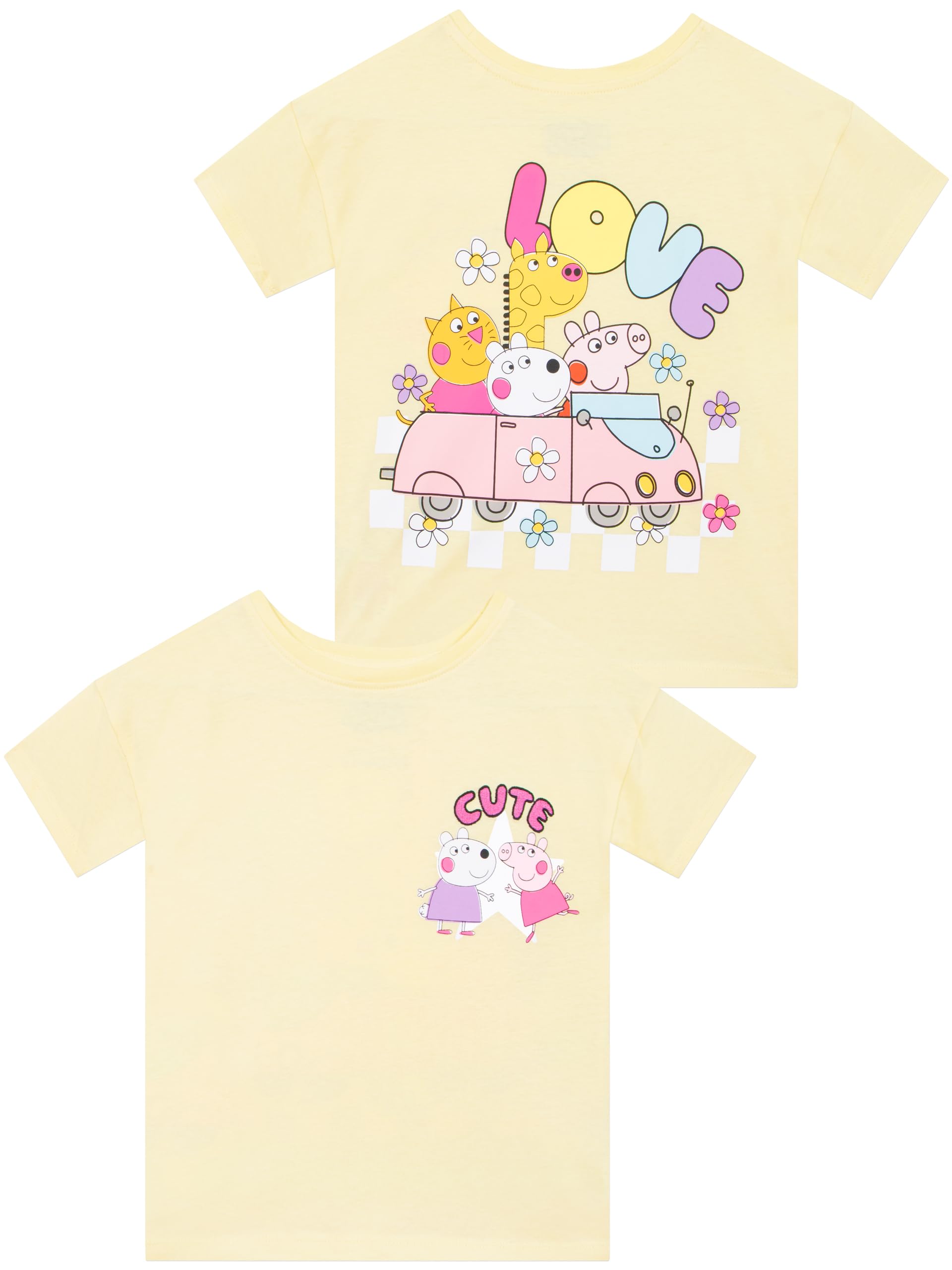 Peppa Pig T Shirt, Short Sleeve Girls Tshirt, Peppa & Suzie Clothes for Girls, Age 4-5 Years Yellow