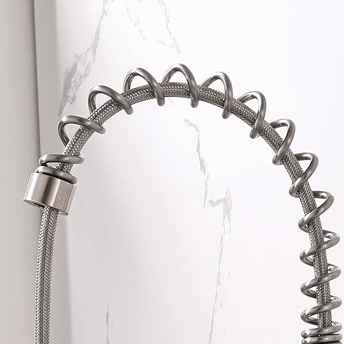 Miniatura 8 de Kit de grifo de cocina, rociador desplegable de 2 funciones de estilo moderno y relleno de ollas, grifos de cocina de un solo mango de arco alto con