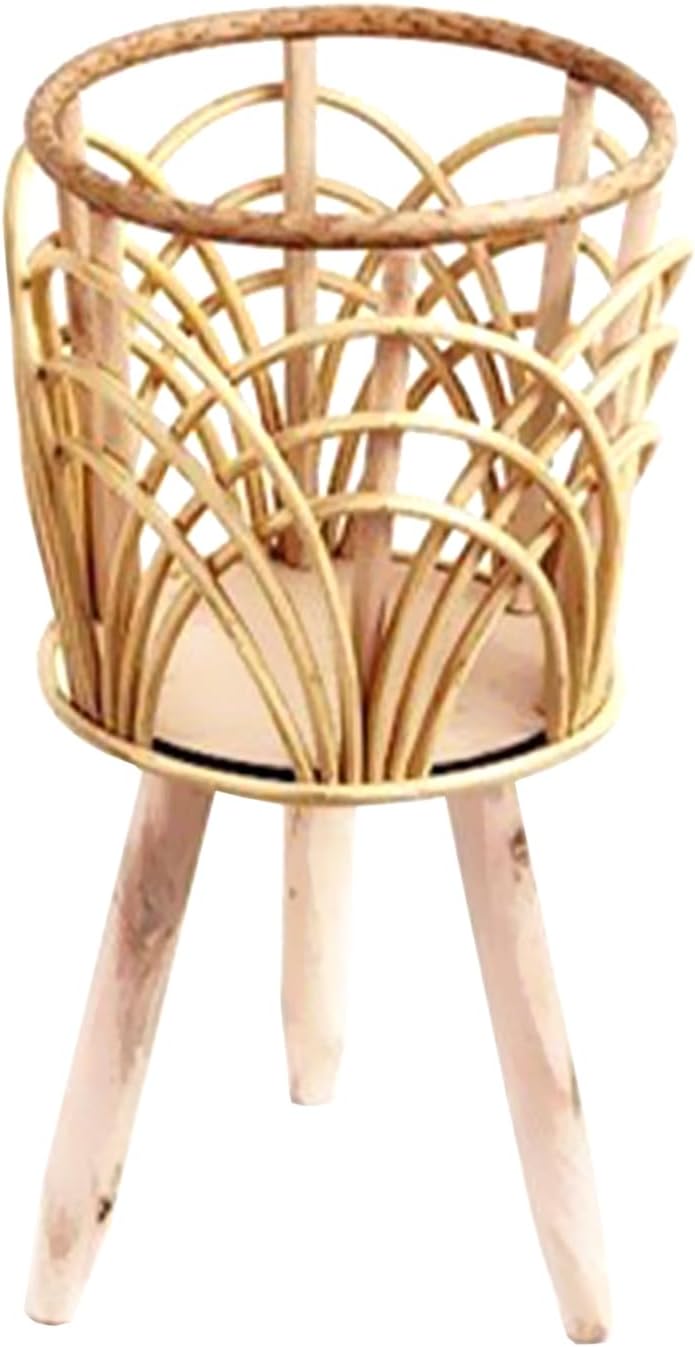 BestAlice Wicker Plant Stand, Rustic Indoor Wicker Basket Flower Pot Plant Stand Modern Minimalist Pot Holder Stands Boho Plant Stand Planters for Indoor Plant Pot with Stand Floor Decorative(S)