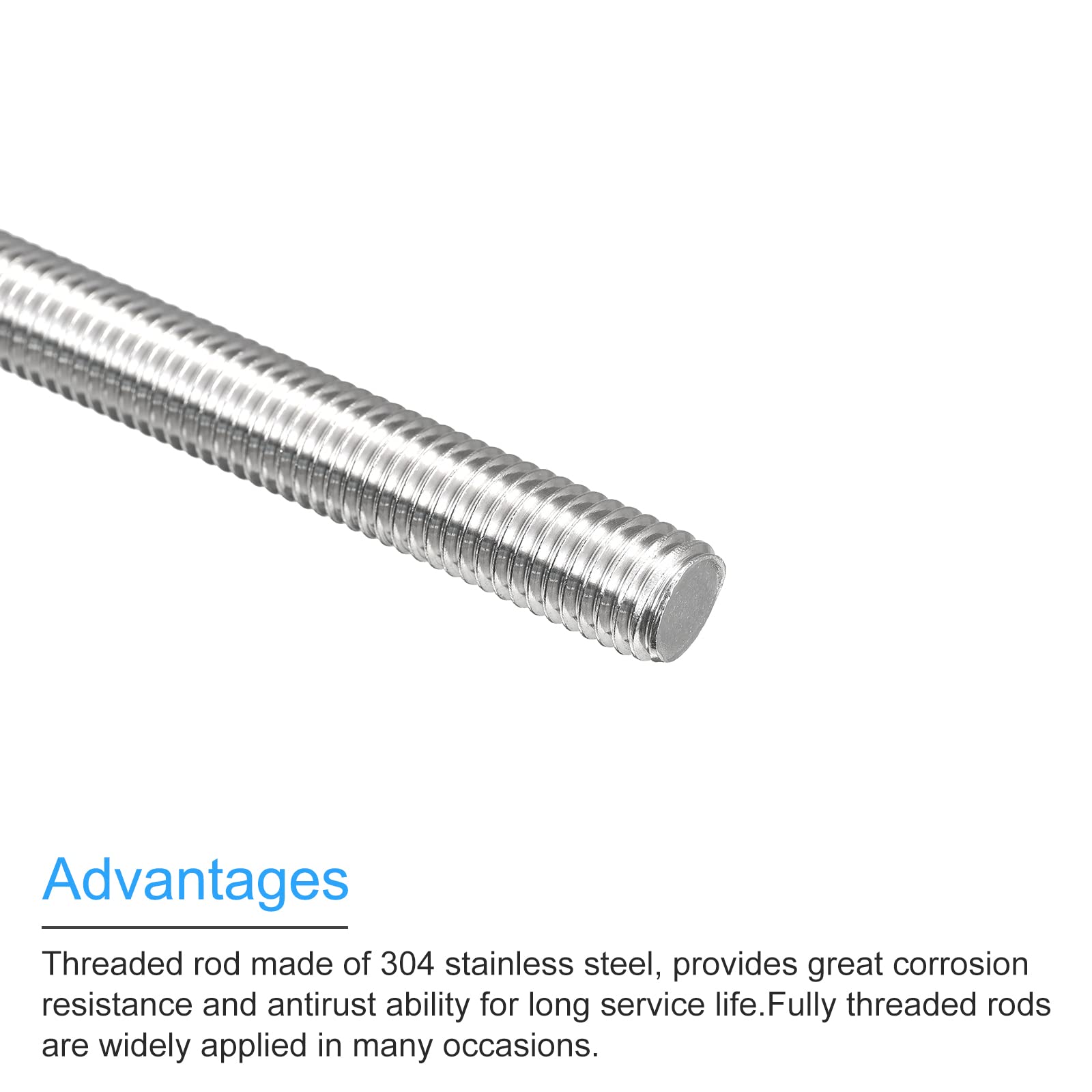 QUARKZMAN 6 Pcs Tige Filetée M12 x 200mm 1.75mm Pas de Filetage en Acier Inoxydable 304 Tiges Filetées Entièrement à Droite, Goujons de Barre pour Réparation, Bricolage