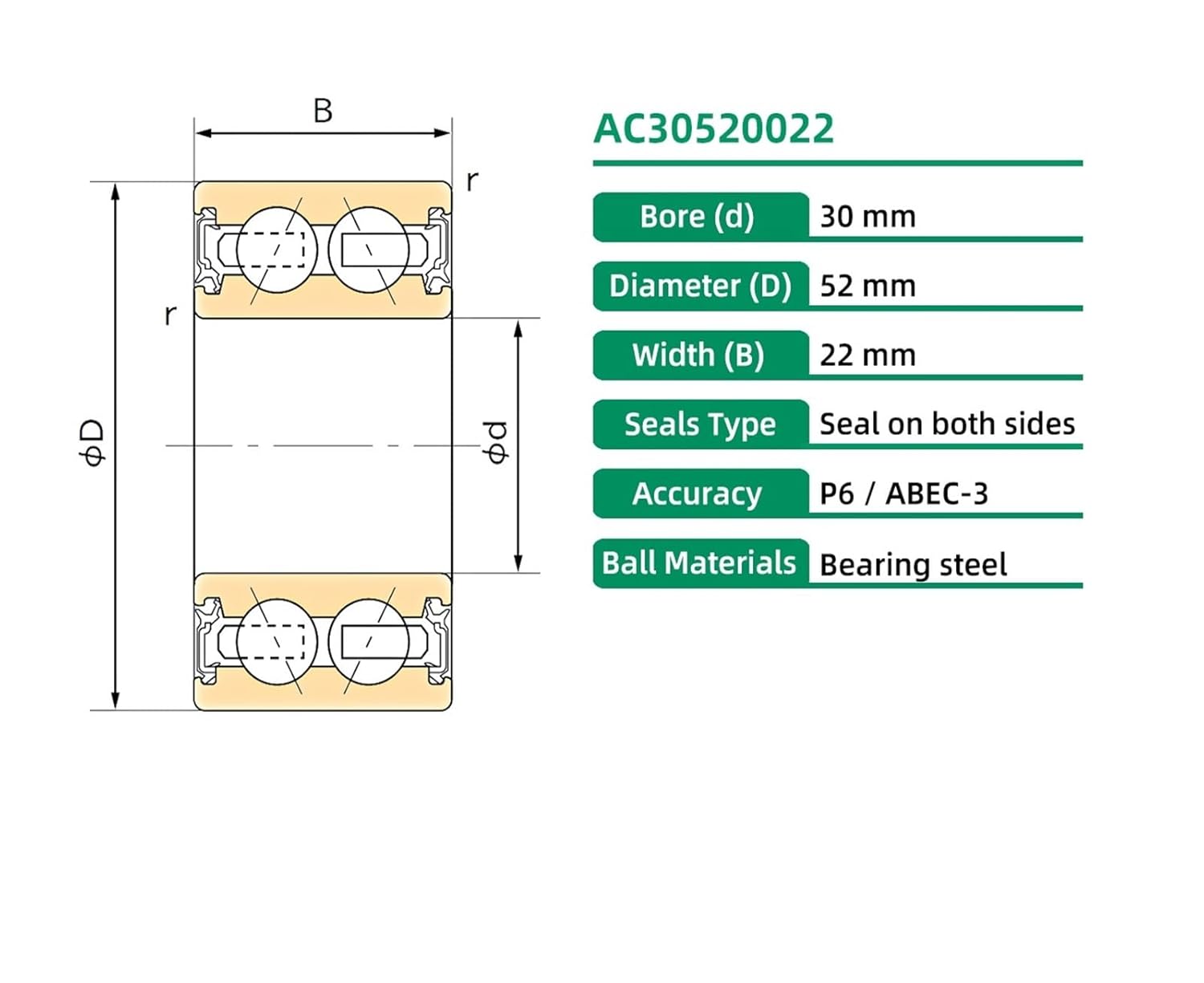 1PCS AC30520022 30X52X22 30BD5222 30BG10G-2DST2 30BG0S2G ACB30X52X22 ACB30520022 Automotive air Conditioning Bearing