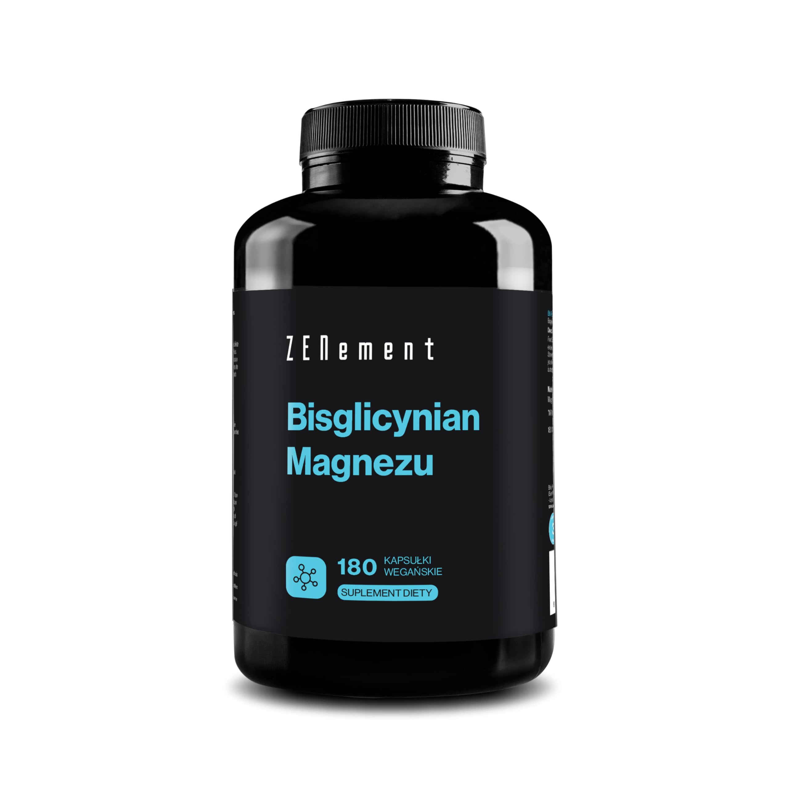 Glicynian magnezu (bisglicynian), chelatowane suplementy magnezu | 180 wegańskich kapsułek magnezu premium (zapas na 3 miesiące) | Dostarczanie 350 mg suplementu pierwiastkowego magnezu | Zenement