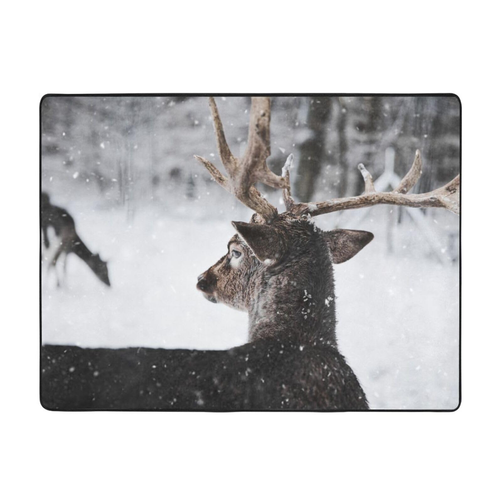 Tapis en flanelle douce haut de gamme motif cerf moderne