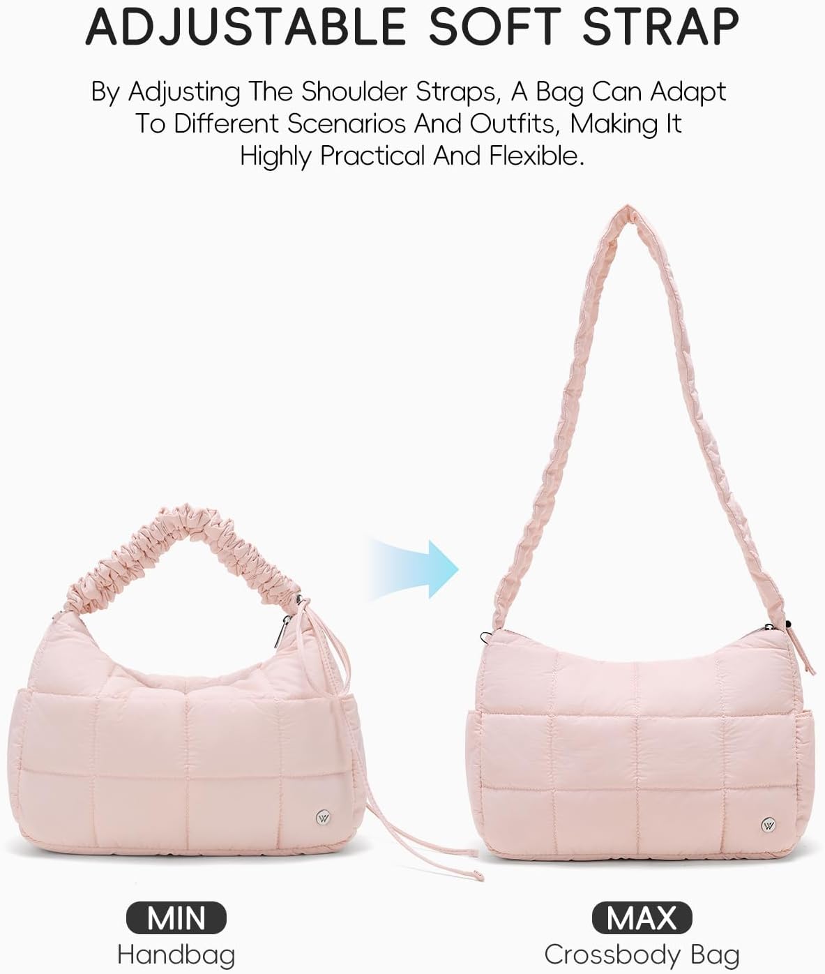 WESTBRONCO Medium Puffer Crossbody Bags for Women Nylon Shoulder Bag Quilted Hobo Bag Women's Handbags with Adjustable Strap - Image 3