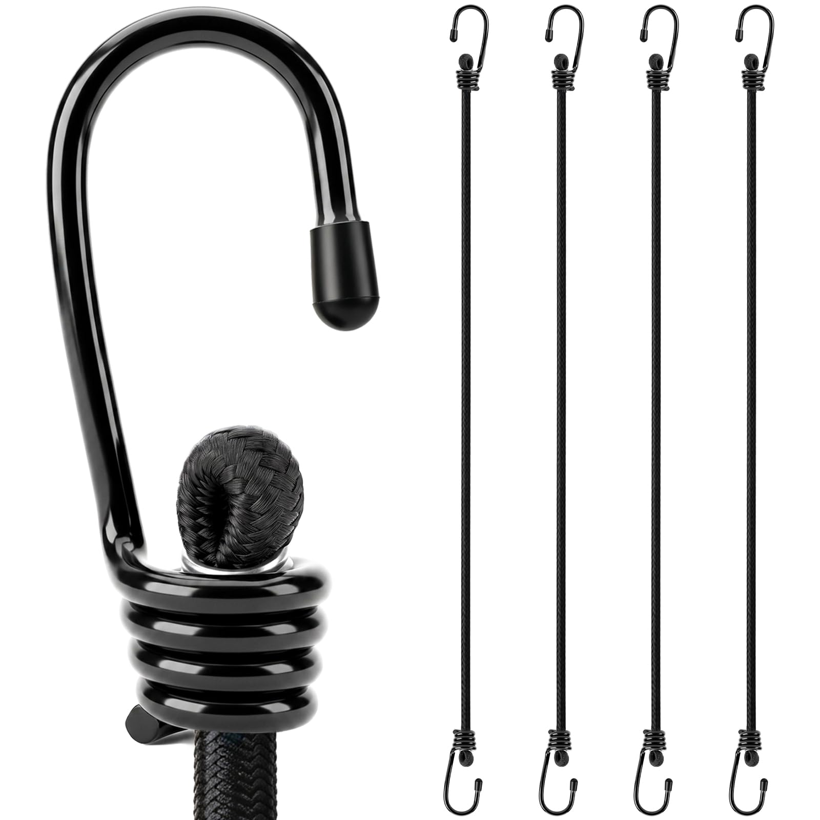 HORUSDY 31-Piece Premium Bungee Cords Assortment Jar, Includes 10”,18”,24”,32”,40” Bungee Cords, 6“ Zip Ties, 8”Canopy/Tarp Ball Ties and Crocodile Mouth Tarp Clips — Amazon image 18