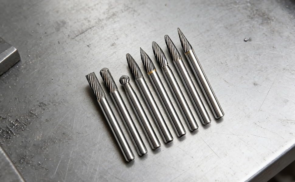 Juego de 8 fresas de carburo de tungsteno para metal miniatura 6